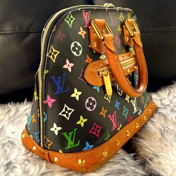 ❗️SOLD ❗️Authentic LV Multicolor Alma Louis PM Monogram Canvas Handbag Noir - Picture 4 of 16